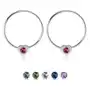Okrągłe kolczyki ze srebra 925, serduszko z kolorową cyrkonią - Kolor: Różowy, kolor różowy Sklep