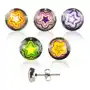 Biżuteria e-shop Okrągłe kolczyki ze stali - kolorowa gwiazda - kolor: pomarańczowo - żółty Sklep