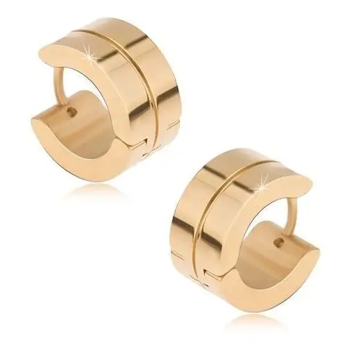 Biżuteria e-shop Okrągłe kolczyki ze stali o złotym kolorze, lśniące, cienki rowek