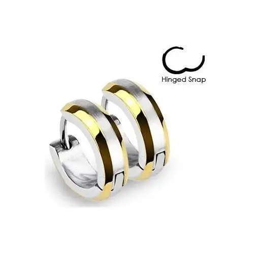 Okrągłe kolczyki - złote prążki i srebrny środek Biżuteria e-shop