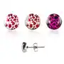 Okrągłe stalowe kolczyki - kolorowy leopardzi wzór z przezroczystą emalią - kolor: czarny - różowy Biżuteria e-shop Sklep