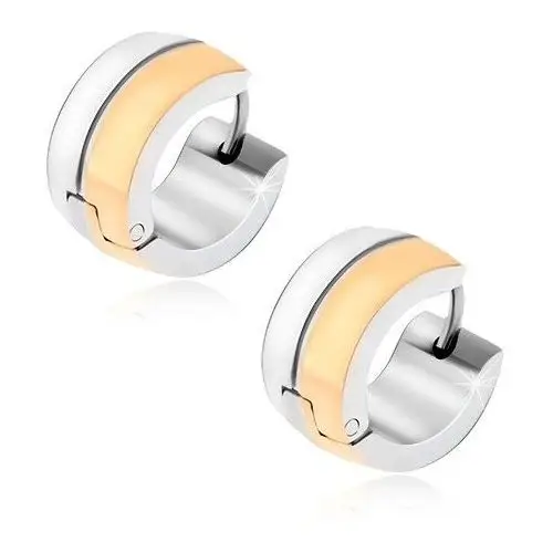 Okrągłe stalowe kolczyki, lśniący złoty i srebrny pas Biżuteria e-shop