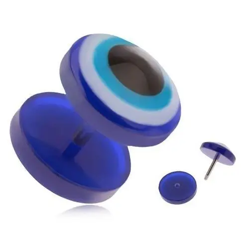 Biżuteria e-shop Okrągły akrylowy fake plug do ucha, niebieskie oko
