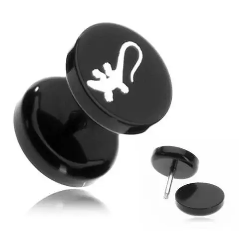 Biżuteria e-shop Okrągły akrylowy fake plug z nadrukiem jaszczurki