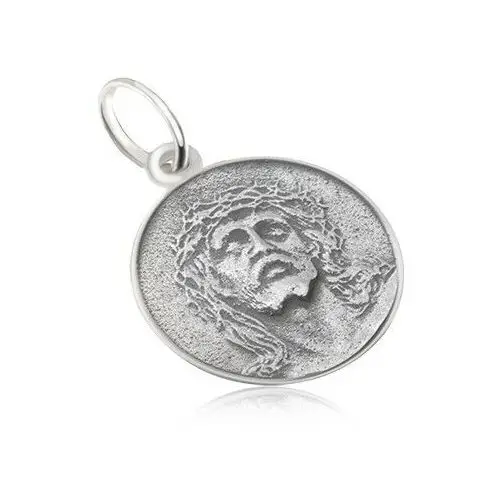 Biżuteria e-shop Okrągły medalik z twarzą jezusa, matowy, patynowany, ze srebra 925
