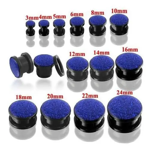 Okrągły plugo-tunel w kolorze czarnym z niebieskim brokatem - szerokość: 10 mm Biżuteria e-shop