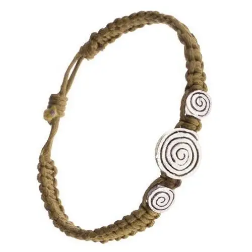 Biżuteria e-shop Orzechowo brązowa pleciona bransoletka, trzy wstawki ze spiralą