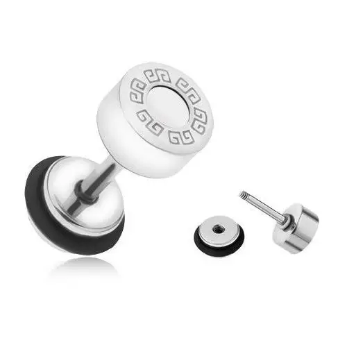 Oszukany plug do ucha ze stali, klucz grecki, białe koło, 6 mm Biżuteria e-shop