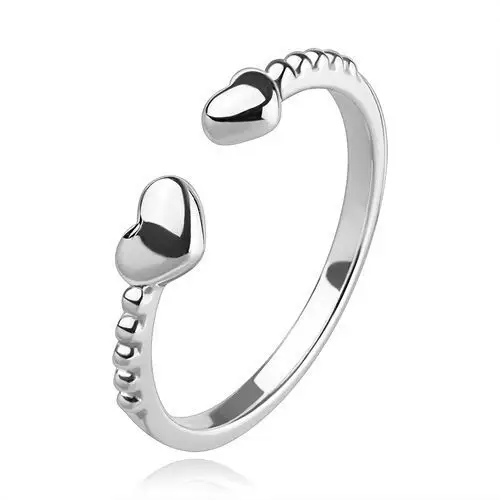 Otwarty pierścionek ze srebra 925 - gładkie serca, kuleczki - rozmiar: 49 Biżuteria e-shop