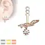Ozdoba na kolczyk, gałązka z wiszącą bezbarwną cyrkonią - kształt piercingu: lewy, kolor: miedziany Biżuteria e-shop Sklep