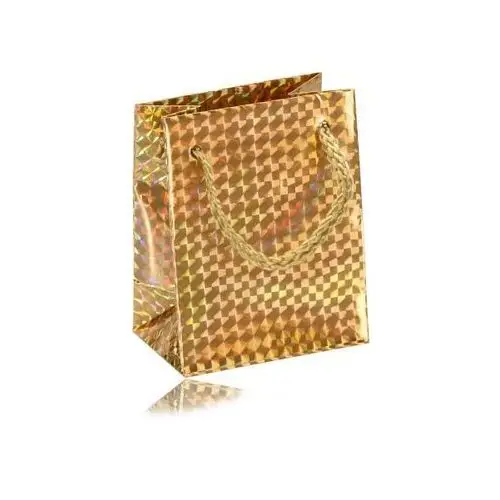 Papierowa holograficzna prezentowa torebeczka - kolor złoty, gładka błyszcząca powierzchnia, Y15.16