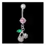 Biżuteria e-shop Piercing brzucha różowe czereśnie z listkiem Sklep