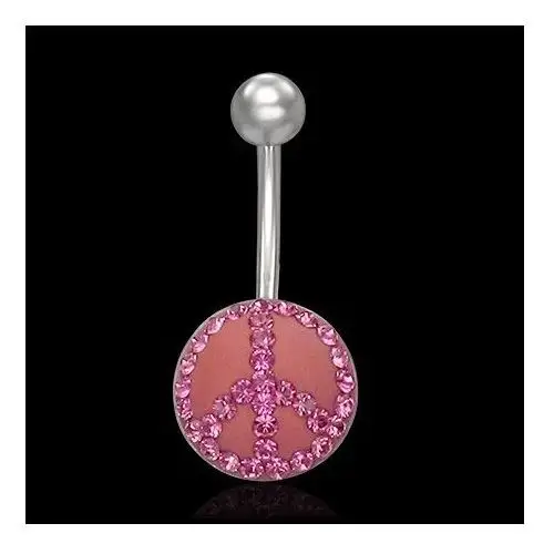Biżuteria e-shop Piercing brzucha z różowym znakiem pokoju