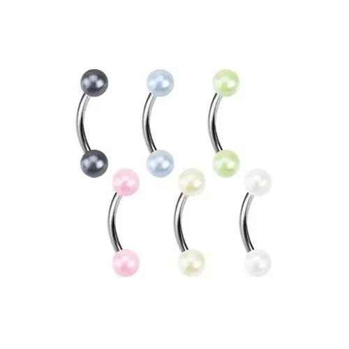 Biżuteria e-shop Piercing do brwi - dwa kolorowe paciorki - wymiary: 1,2 mm x 9 mm x 3 mm, kolor kolczyka: szary