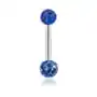 Piercing do brzucha ze stali 316l, niebieskie lśniące kuleczki, gładka emalia Biżuteria e-shop Sklep