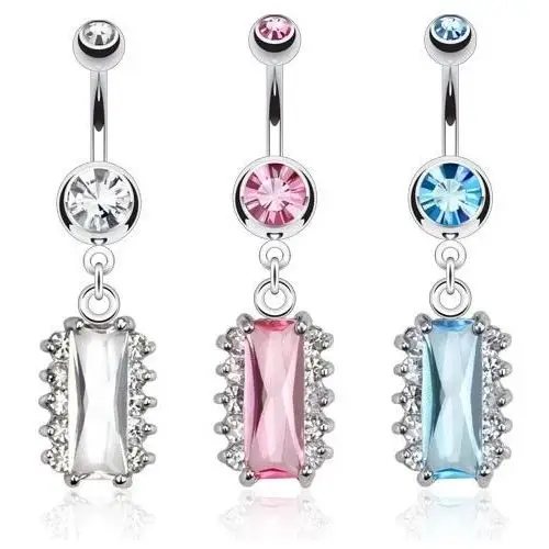 Biżuteria e-shop Piercing do brzucha ze stali, cyrkonia i mniejsze przeźroczyste kamyczki - kolor cyrkoni: różowy - p