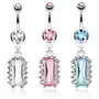 Biżuteria e-shop Piercing do brzucha ze stali, cyrkonia i mniejsze przeźroczyste kamyczki - kolor cyrkoni: różowy - p Sklep