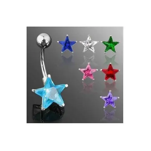Biżuteria e-shop Piercing do brzuszka banan cyrkonia - gwiazda - kolor cyrkoni: jasnozielony - g