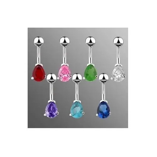 Piercing do brzuszka cyrkonia łza - kolor cyrkoni: aqua niebieski - q Biżuteria e-shop