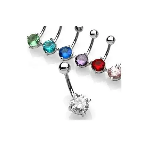 Piercing do brzuszka mała okrągła cyrkonia - kolor cyrkoni: jasnozielony - g Biżuteria e-shop