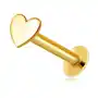 Piercing do do wargi i brody z żółtego 585 złota - płaskie lśniące serce Biżuteria e-shop Sklep