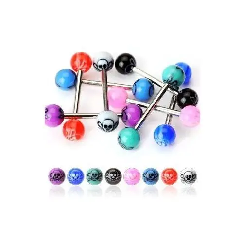 Biżuteria e-shop Piercing do języka - czaszka na kuleczce - kolor kolczyka: fioletowy - czarny