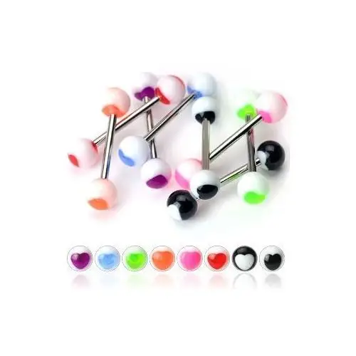Piercing do języka kolorowe serduszko na kuleczce - kolor kolczyka: różowy Biżuteria e-shop