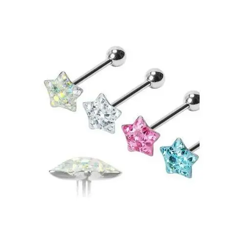 Piercing do języka Puffy Star - Kolor kolczyka: Aqua