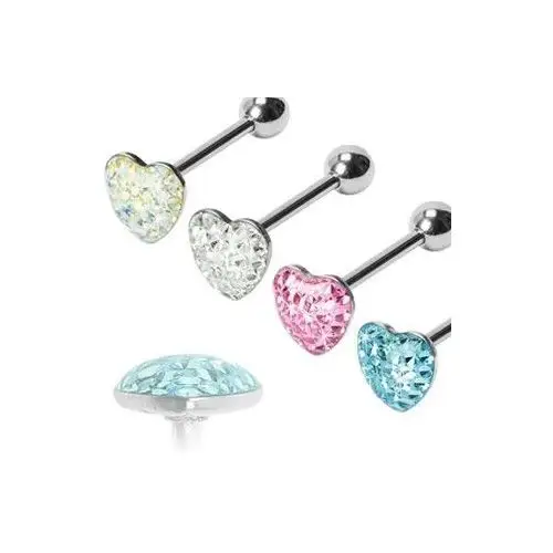 Biżuteria e-shop Piercing do języka romantyczne serce - kolor kolczyka: przeźroczysty