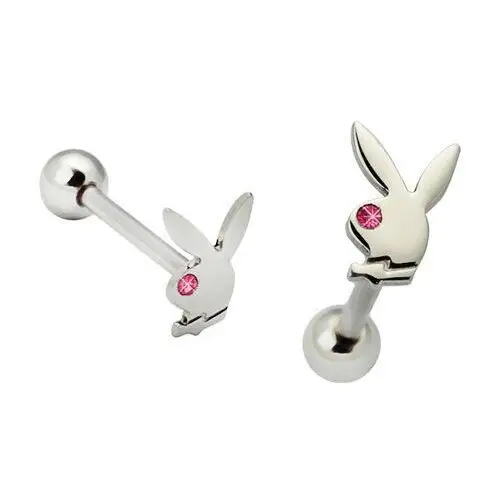 Piercing do języka ze stali - króliczek z różowym oczkiem, AA18.27