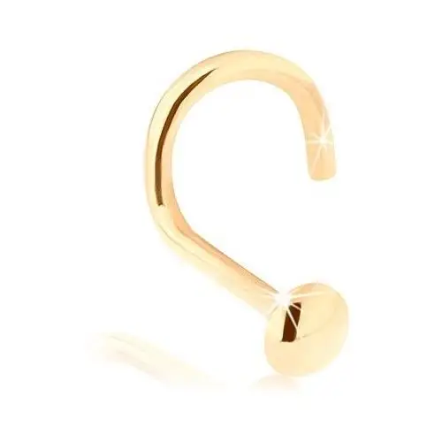 Biżuteria e-shop Piercing do nosa w żółtym 14k złocie - zagięty, wypukła okrągła główka