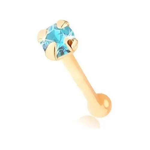 Biżuteria e-shop Piercing do nosa w żółtym 9k złocie - okrągła cyrkonia niebieskiego koloru