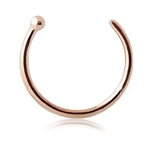 Biżuteria e-shop Piercing do nosa z różowego 9k złota - lśniący krążek zakończony kuleczką - grubość x średnica: 1 mm x 6 mm