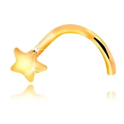Piercing do nosa z żółtego 14K zlata - zagięty, mała gwiazdka, GG207.06