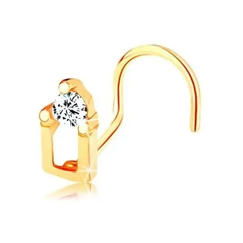 Piercing do nosa z żółtego 14k złota - domek z cyrkoniowym dachem Biżuteria e-shop