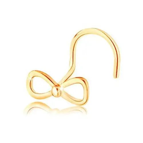 Piercing do nosa z żółtego 14k złota - kokardka z drobną kuleczką w środku Biżuteria e-shop