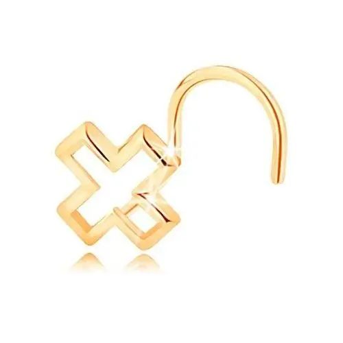 Piercing do nosa z żółtego 14k złota - kontur litery x, zagięty Biżuteria e-shop