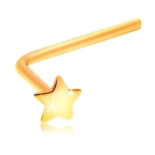 Piercing do nosa z żółtego 14k złota - mała gwiazdka, zagięty kształt Biżuteria e-shop
