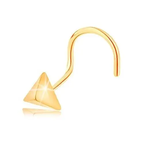 Piercing do nosa z żółtego 14K złota - mała lśniąca piramida, zagięty, GG143.01