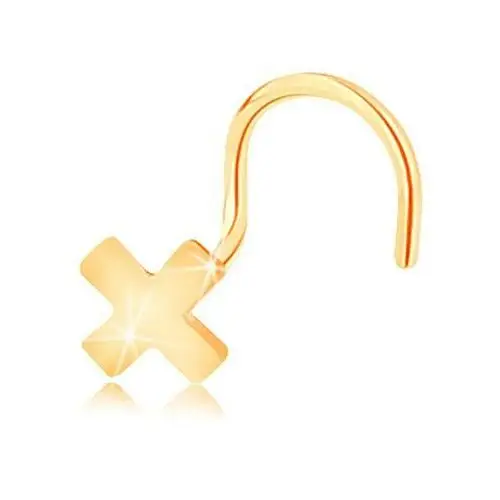 Biżuteria e-shop Piercing do nosa z żółtego 14k złota - mała lśniąca litera x, zagięty kształt