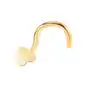 Piercing do nosa z żółtego 14K złota - małe lśniące płaskie serduszko, GG151.02 Sklep