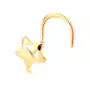 Biżuteria e-shop Piercing do nosa z żółtego 14k złota - pięcioramienna gwiazdeczka z wycięciem Sklep