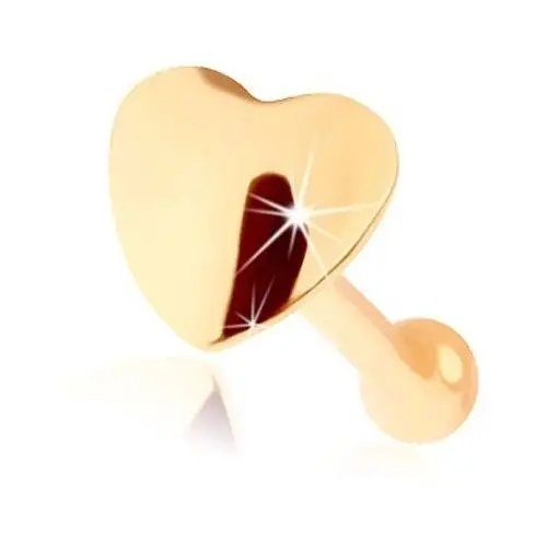 Biżuteria e-shop Piercing do nosa z żółtego 14k złota - prosty kształt, wypukłe serce