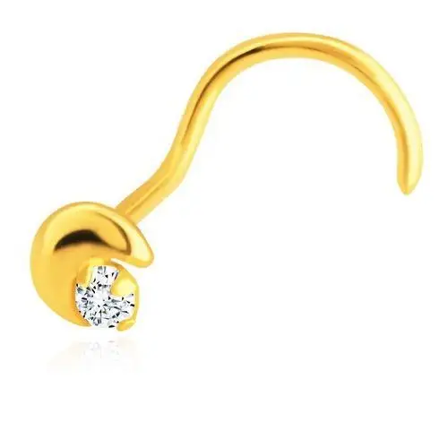 Biżuteria e-shop Piercing do nosa z żółtego 14k złota - zagięty, sierp księżyca, cyrkonia