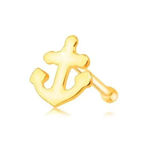 Biżuteria e-shop Piercing do nosa z żółtego 9k złota - lśniąca kotwica