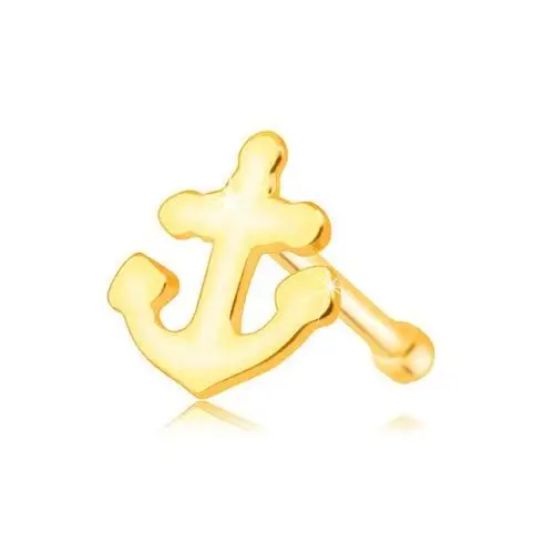 Biżuteria e-shop Piercing do nosa z żółtego 9k złota - lśniąca kotwica