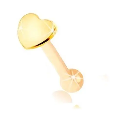 Biżuteria e-shop Piercing do nosa z żółtego 9k złota - prosty kształt, płaskie serce