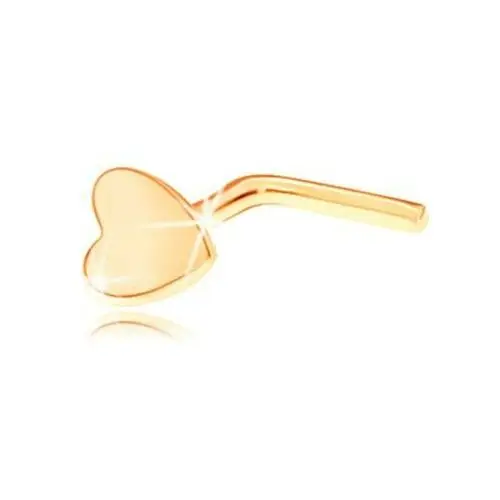 Piercing do nosa z żółtego złota 375 - małe lśniące serce, zakrzywiony, GG41.12
