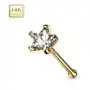 Biżuteria e-shop Piercing do nosa z żółtego złota 585 - bezbarwna cyrkoniowa gwiazda, prosty kształt Sklep