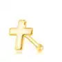 Piercing do nosa z żółtego złota 585 - płaski błyszczący krzyżyk Biżuteria e-shop Sklep